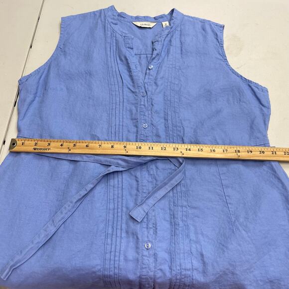 L.L. Bean blue button down dress 100% Linen Size 20 Petite - Picture 12 of 14